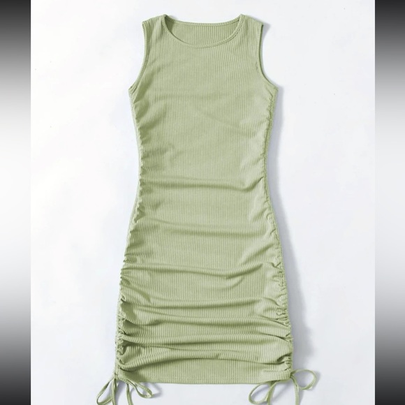 Drawstring Ribbed Bodycon Dress - Picture 1 of 4